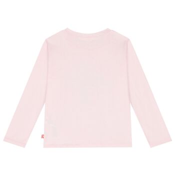Girls Pink Logo Sequin Long Sleeve Top