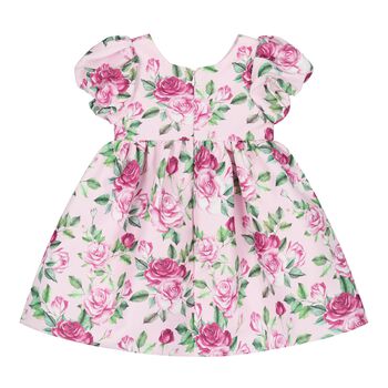 Baby Girls Pink Floral Satin Dress