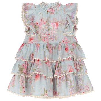 Girls Blue Floral Dress