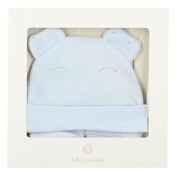 Baby Boys Blue Hat & Mitten Set