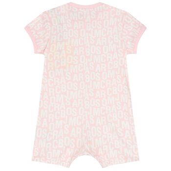 Baby Girls Pink & White Logo Romper