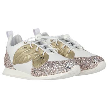 Girls White Embellished Butterfly Trainers