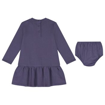 Younger Girls Purple Polo Bear Dress Set