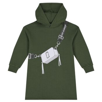 Girls Green Bag Hooded Dress