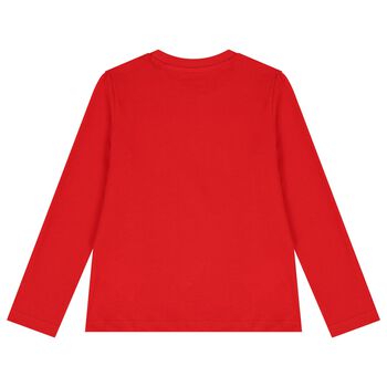 Boys Red Logo Long Sleeve Top