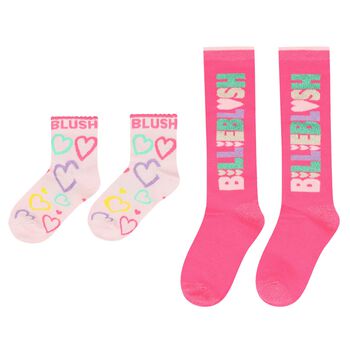 Girls Pink Logo Socks ( 2-Pack )