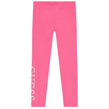 Girls Pink Logo Leggings