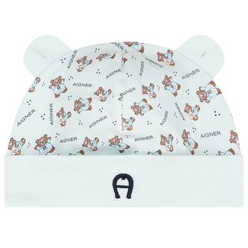 Baby Boys Blue Teddy Bear Logo Hat