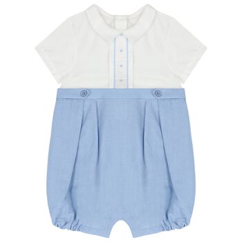 Baby Boys White & Blue Romper