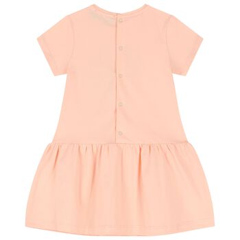 Younger Girls Pink Flower Logo Dress