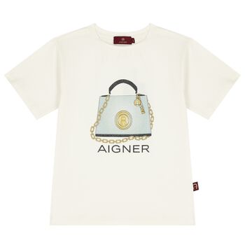 Girls Ivory Bag Logo T-Shirt