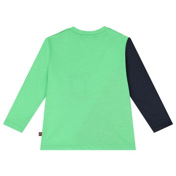 Younger Boys Green Logo Long Sleeved Top