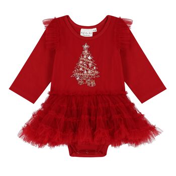 Baby Girls Red Festive Bodysuit Dress