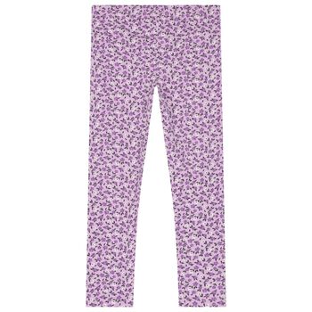 Girls Purple Floral Leggings