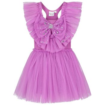 Girls Violet Embellished Tulle Dress