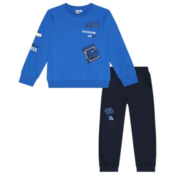 Boys Blue & Navy Blue Dinosaur Tracksuit