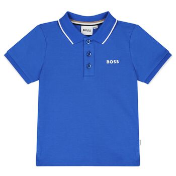 Younger Boys Blue Logo Polo Shirt