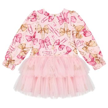 Girls Pink Bow Tulle Dress