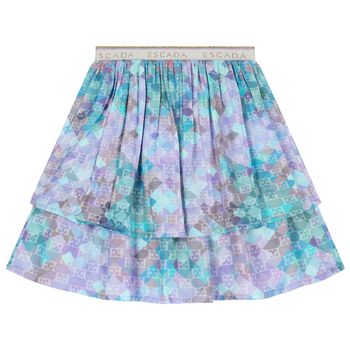 Girls Multi-Colored Logo Layered Skirt