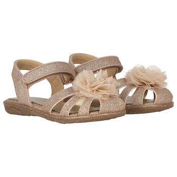 Younger Girls Rose Gold Flower Sandals