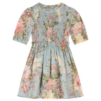 Girls Blue Floral Dress