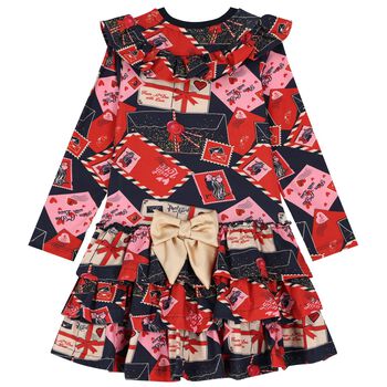 Girls Navy Blue & Red Envelope Dress