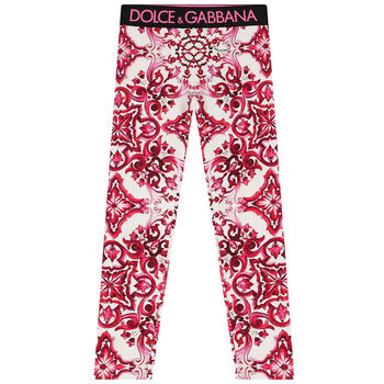 Girls Ivory & Pink Majolica Leggings