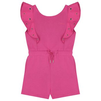 Girls Pink Logo Playsuit