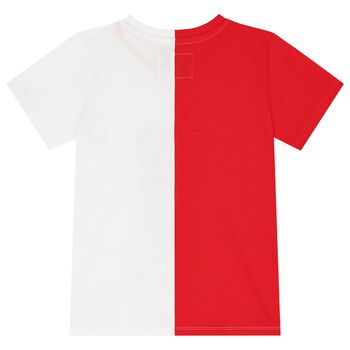 Boys White & Red Teddy Bear Logo T-Shirt