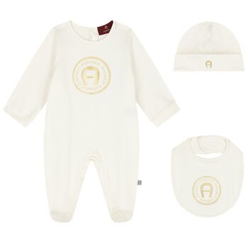 Ivory & Gold Logo Babygrow Gift Set