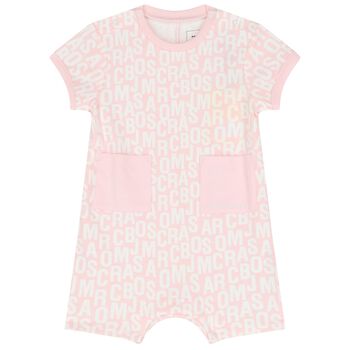 Baby Girls Pink & White Logo Romper