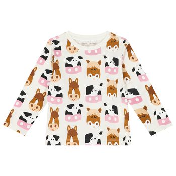 Younger Boys Ivory Animals Long Sleeve Top