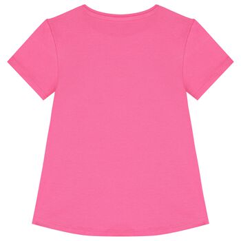 Girls Pink Embellished Logo T-Shirt