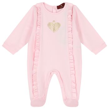 Baby Girls Pink Ruffled Babygrow