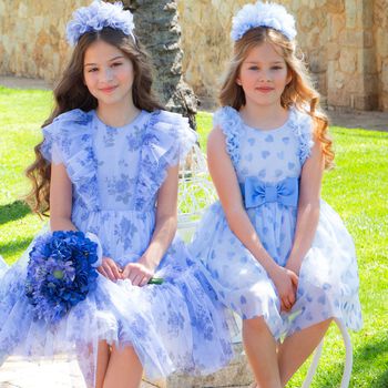 Girls Blue Ruffle Dress