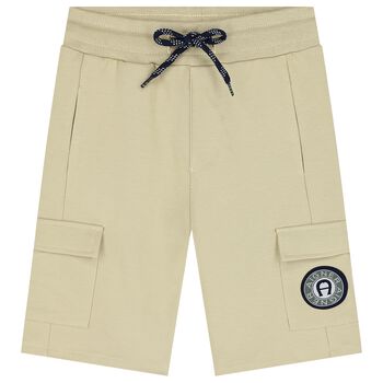 Boys Beige Logo Shorts