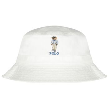 Boys White Polo Bear Hat