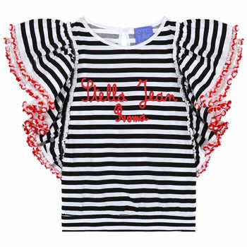 Girls Black Striped Top