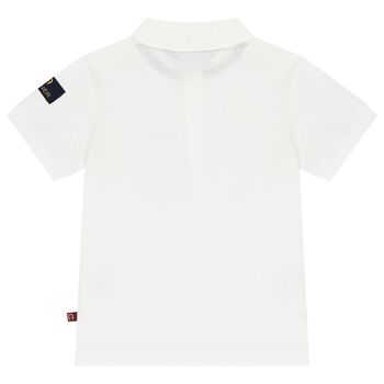 Younger Boys White & Gold Logo Polo Shirt