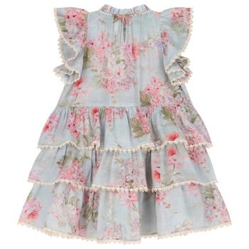 Girls Blue Floral Dress