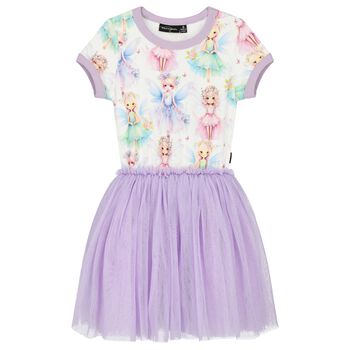 Girls Ivory & Purple Tulle Dress