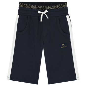 Boys Navy Blue Logo Shorts