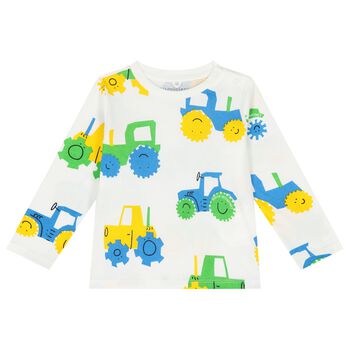 Younger Boys White Tractor Logo Long Sleeve Top