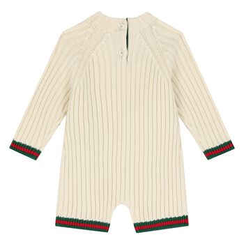 Ivory Web Striped Romper