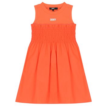 Girls Orange Logo Dress