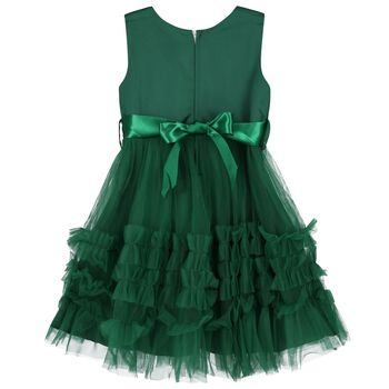 Girls Green Ruffle Tulle Dress