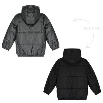 Black Logo Reversible Puffer Jacket