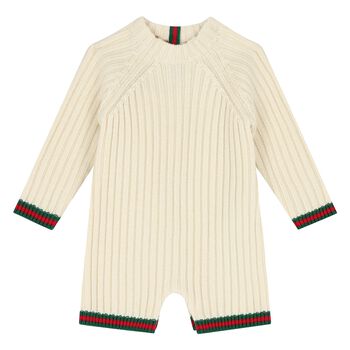 Ivory Web Striped Romper