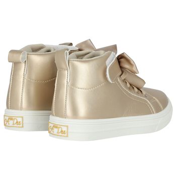 Girls Gold Bow Trainers