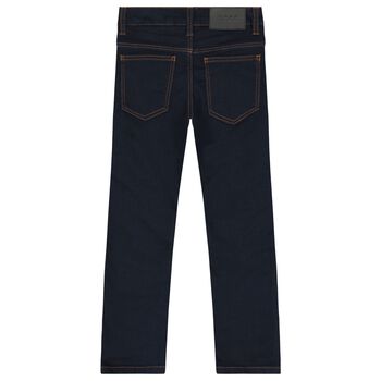 Boys Navy Blue Logo Denim Jeans